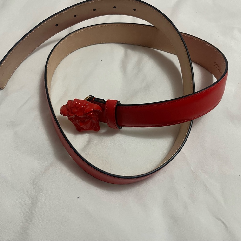 Red Versace belt men 95/38 which is 32-24 men